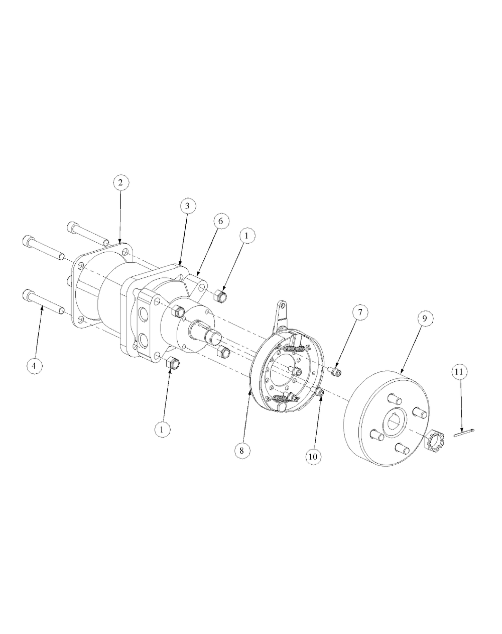 Brake Motor Mount And Hub Diagram and Parts List for M54-HN 53CB5ETW750-24HP-OHV Cub Cadet Lawn Tractor